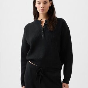GAP Cashsoft Black Henley Sweater
